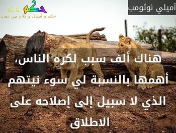 هناك ألف سبب لكره الناس، أهمها بالنسبة لي سوء نيتهم الذي لا سبيل إلى إصلاحه على الاطلاق -آميلي نوثومب