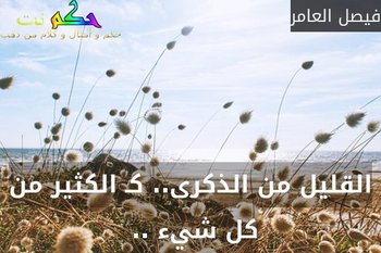 القليل من الذكرى.. كـ الكثير من كل شيء .. -فيصل العامر