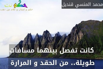كانت تفصل بينهما مسافات طويلة.. من الحقد و المرارة -محمد المنسي قنديل