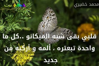 قلبي بقى شبه الميكانو ..كل ما واحدة تبعتره ، ألمه و أركبه من جديد -محمد خضيري