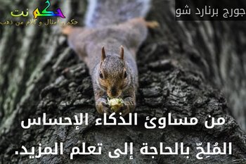 من مساوئ الذكاء الإحساس المُلِحّ بالحاجة إلى تعلم المزيد.-جورج برنارد شو