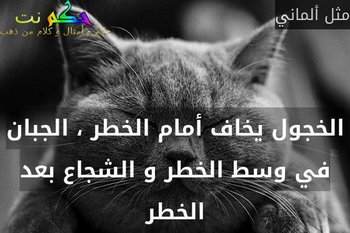 الخجول يخاف أمام الخطر ، الجبان في وسط الخطر و الشجاع بعد الخطر-مثل ألماني