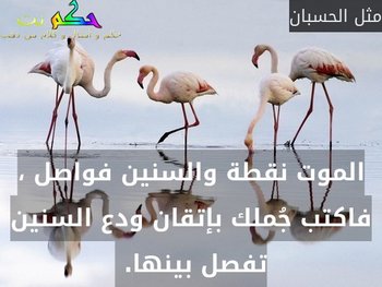الموت نقطة والسنين فواصل ، فاكتب جُملك بإتقان ودع السنين تفصل بينها. -مثل الحسبان