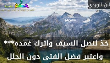 خذ لنصل السيف واترك غمده***  واعتبر فضل الفتى دون الحلل-ابن الوردي