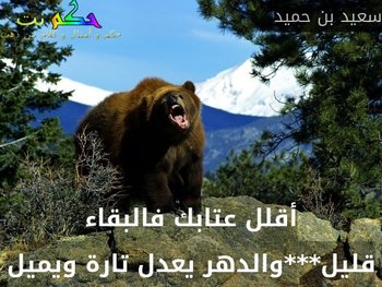 أقلل عتابك فالبقاء قليل***والدهر يعدل تارة ويميل-سعيد بن حميد